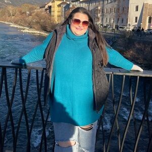 SHEIN Teal Cowl Neck Sweater